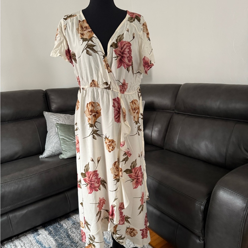 Delirious Pink and Red Buttoned Midi Sundress- Maternity